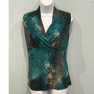 Vintage JKLA Womens Y2K Fairy Grunge Babydoll Jersey Tank Size S Teal Floral